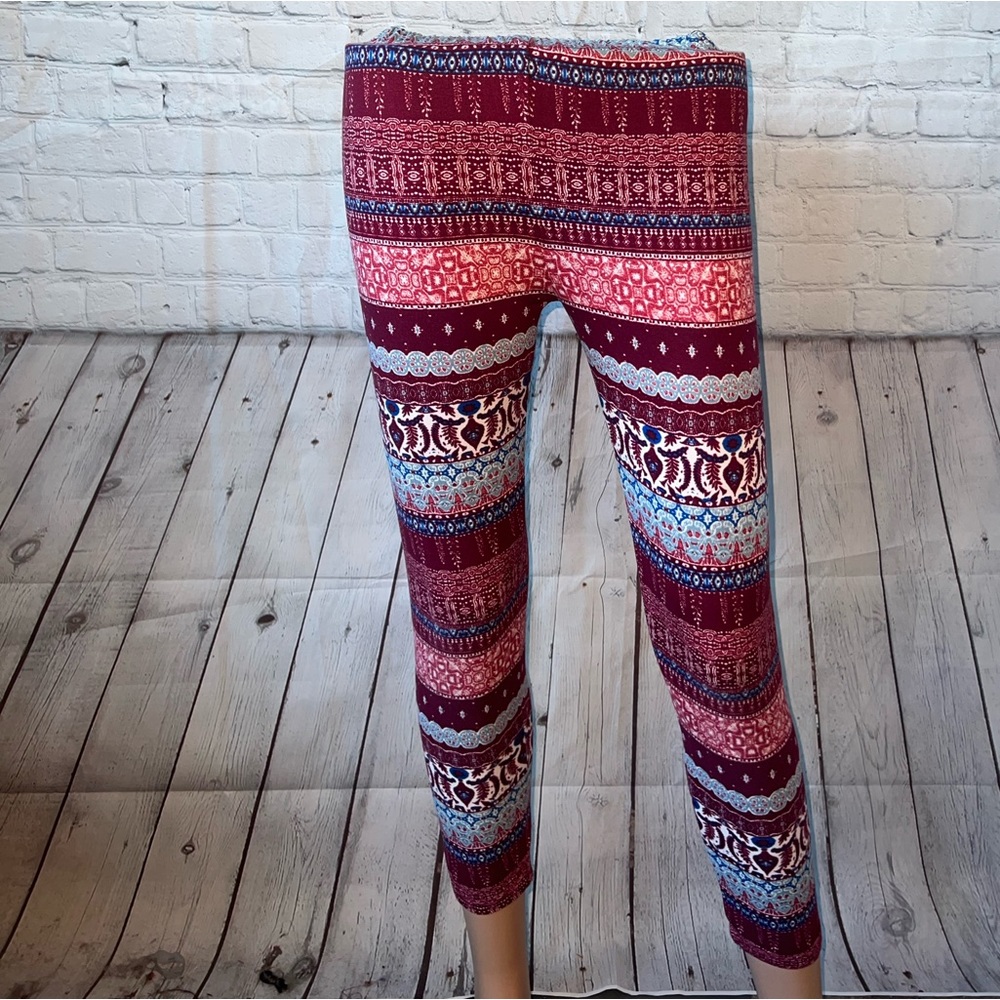 knit works purple & pink leggings size L